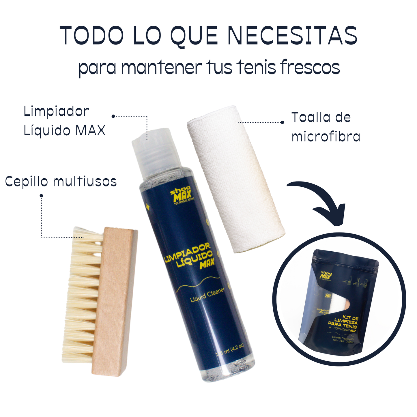 Kit de Limpieza Para Tenis con Líquido MAX